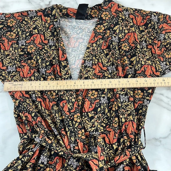 Metropolitan Museum of Art Dress Womens Small Medium Blue Gold Floral Wrap Robe - Picture 10 of 13